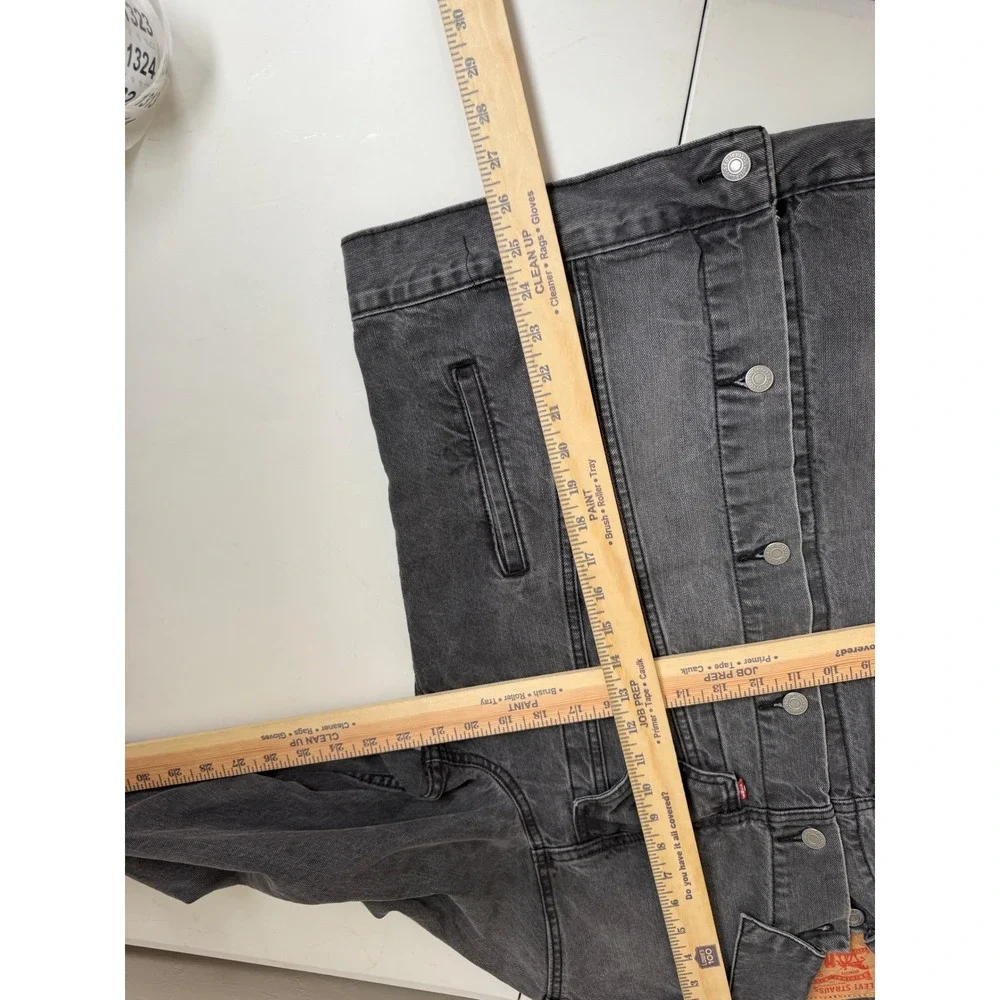 Levi Strauss Black Denim Cotton‎ Trucker Jacket size Large